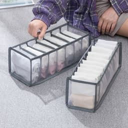 image-Underwear Storage Box Set - 3 Piece Drawer Organizer with Mesh Grid