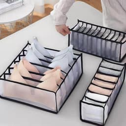 image-Underwear Storage Box Set - 3 Piece Drawer Organizer with Mesh Grid
