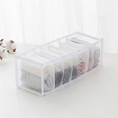 image-Underwear Storage Box Set - 3 Piece Drawer Organizer with Mesh Grid