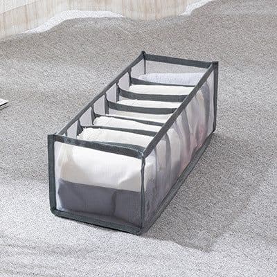 image-Underwear Storage Box Set - 3 Piece Drawer Organizer with Mesh Grid