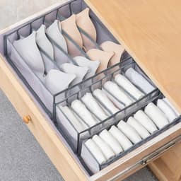 image-Underwear Storage Box Set - 3 Piece Drawer Organizer with Mesh Grid