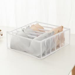 image-Underwear Storage Box Set - 3 Piece Drawer Organizer with Mesh Grid