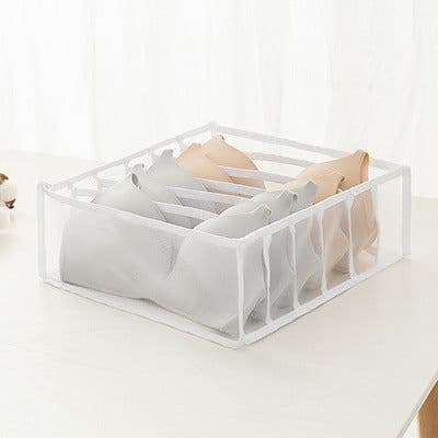 image-Underwear Storage Box Set - 3 Piece Drawer Organizer with Mesh Grid