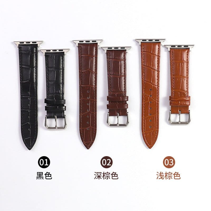 image-YLZ Genuine Leather Apple Watch Strap Crocodile Pattern Universal