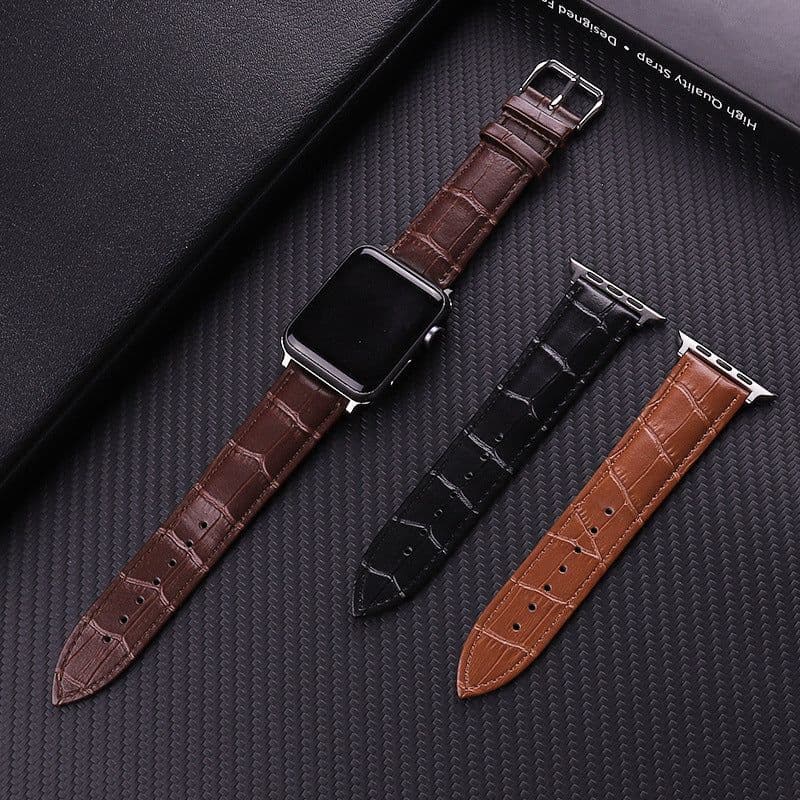 image-YLZ Genuine Leather Apple Watch Strap Crocodile Pattern Universal