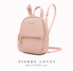 image-Pierre Louis Women's PU Leather Backpack Small Square Bag Gray