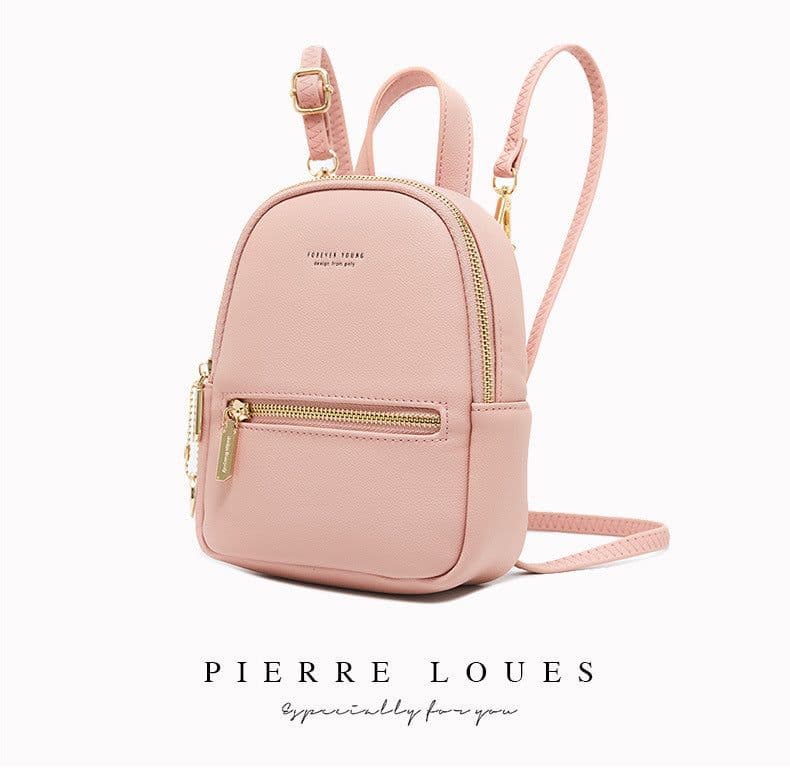 image-Pierre Louis Women's PU Leather Backpack Small Square Bag Gray