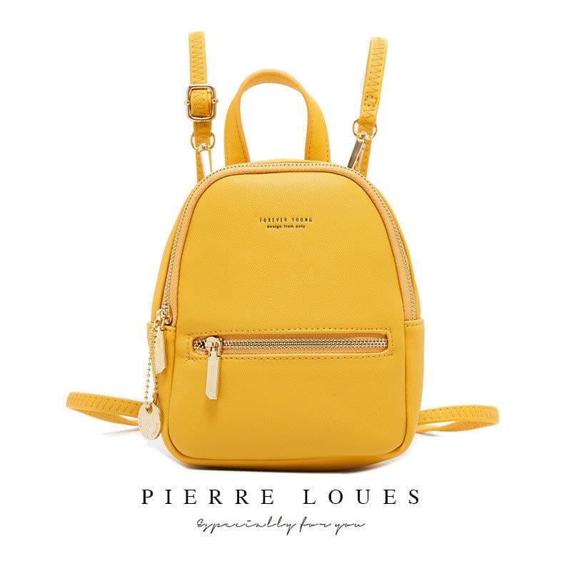 image-Pierre Louis Women's PU Leather Backpack Small Square Bag Gray