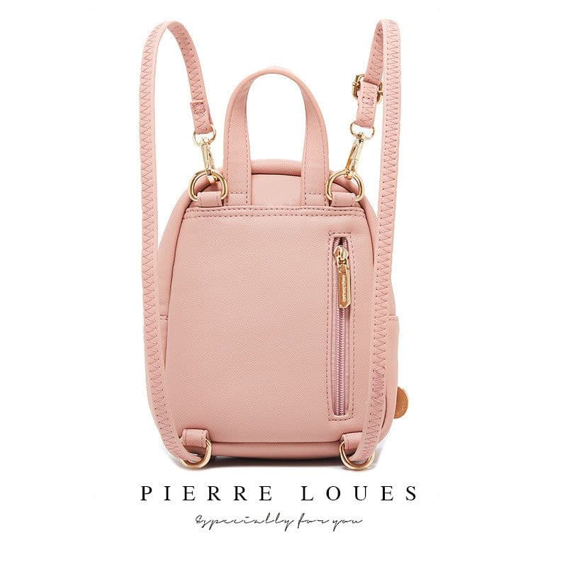 image-Pierre Louis Women's PU Leather Backpack Small Square Bag Gray