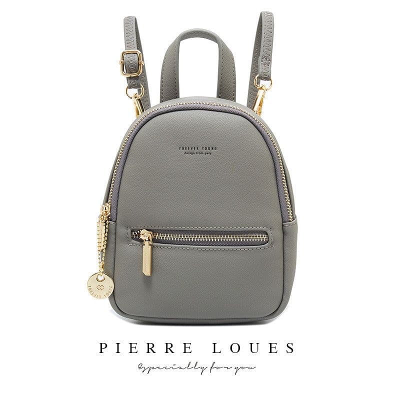 image-Pierre Louis Women's PU Leather Backpack Small Square Bag Gray