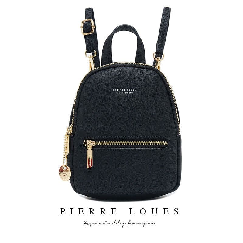 image-Pierre Louis Women's PU Leather Backpack Small Square Bag Gray