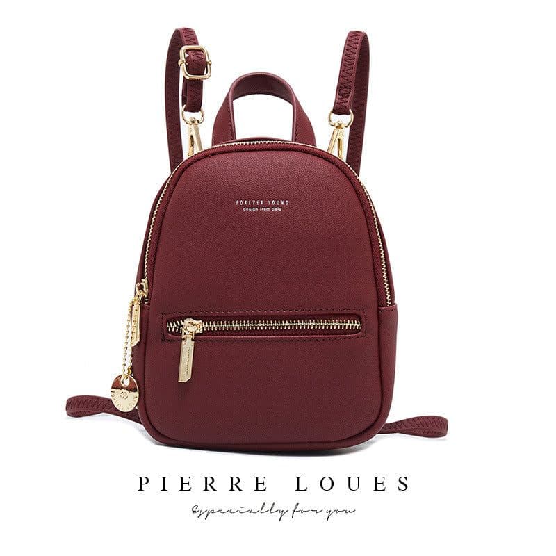 image-Pierre Louis Women's PU Leather Backpack Small Square Bag Gray