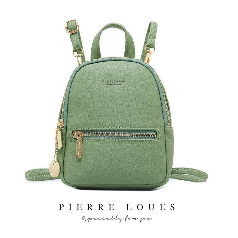 image-Pierre Louis Women's PU Leather Backpack Small Square Bag Gray
