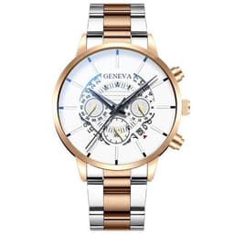 image-Geneva Men's Quartz Watch Alloy Case Steel Band Calendar 40mm