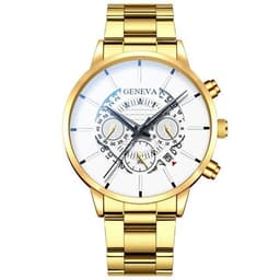 image-Geneva Men's Quartz Watch Alloy Case Steel Band Calendar 40mm