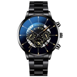 image-Geneva Men's Quartz Watch Alloy Case Steel Band Calendar 40mm