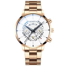 image-Geneva Men's Quartz Watch Alloy Case Steel Band Calendar 40mm