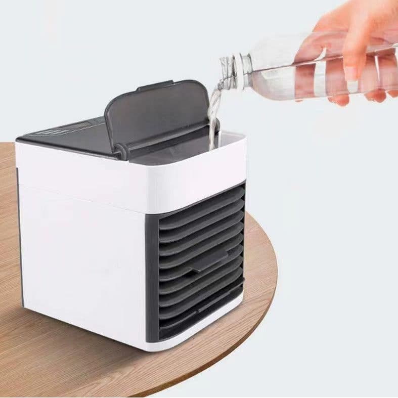 image-USB Spray Air Cooler Fan Desktop Humidifier 7 Color LED