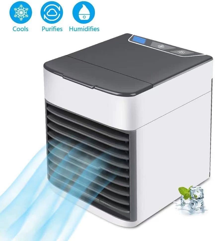 image-USB Spray Air Cooler Fan Desktop Humidifier 7 Color LED
