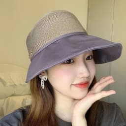 image-Women's Large Brim Sun Hat - Acrylic UV Protection Summer Shade