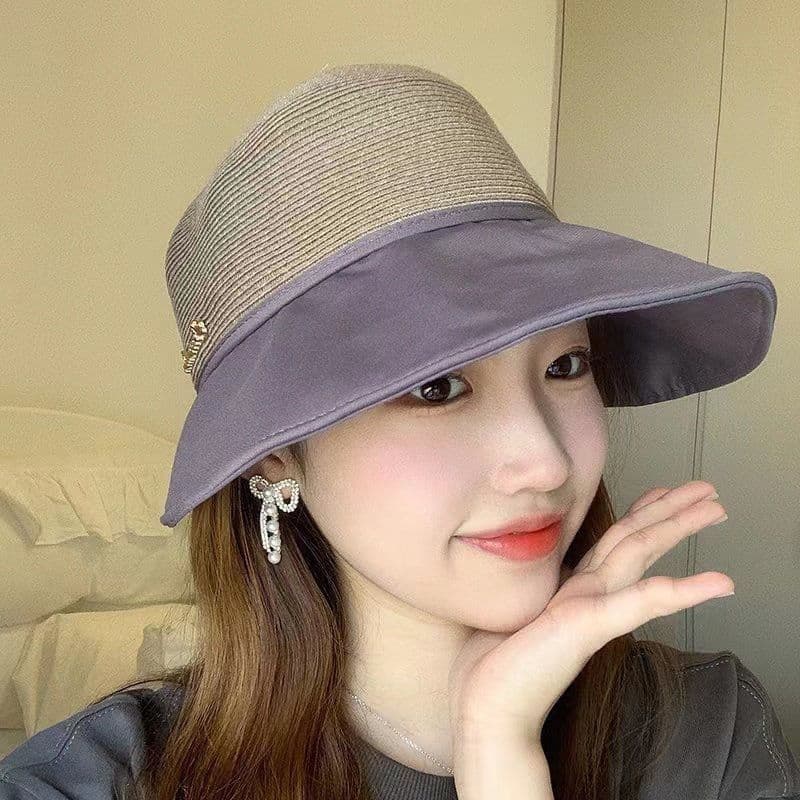image-Women's Large Brim Sun Hat - Acrylic UV Protection Summer Shade