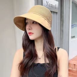 image-Women's Large Brim Sun Hat - Acrylic UV Protection Summer Shade