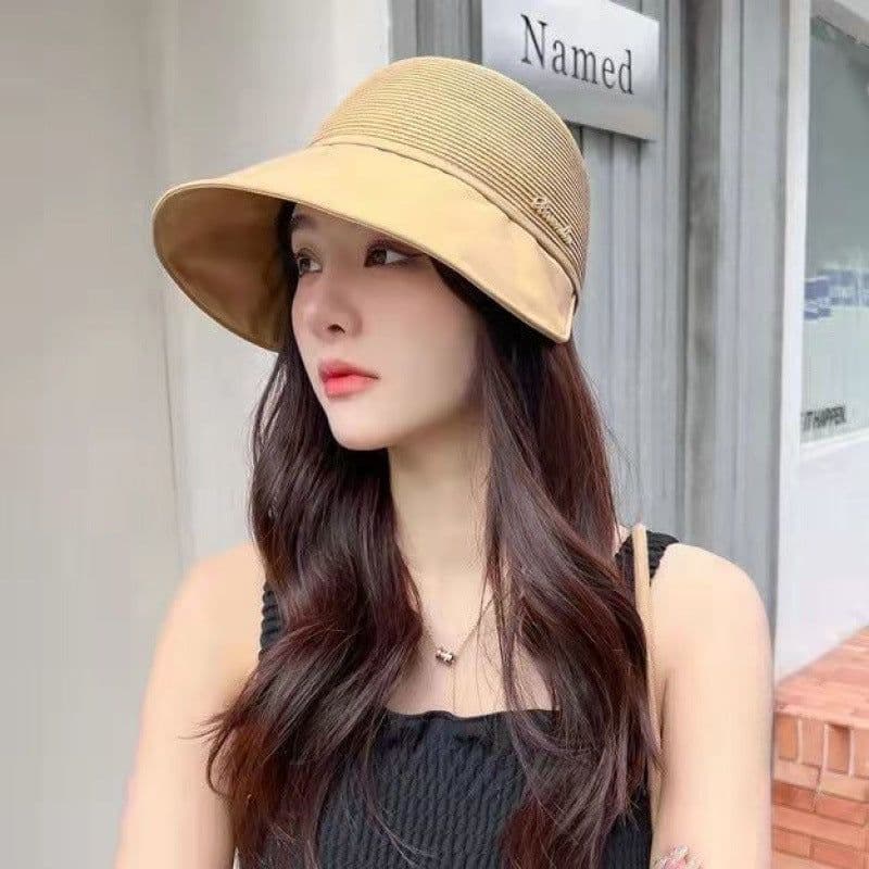 image-Women's Large Brim Sun Hat - Acrylic UV Protection Summer Shade
