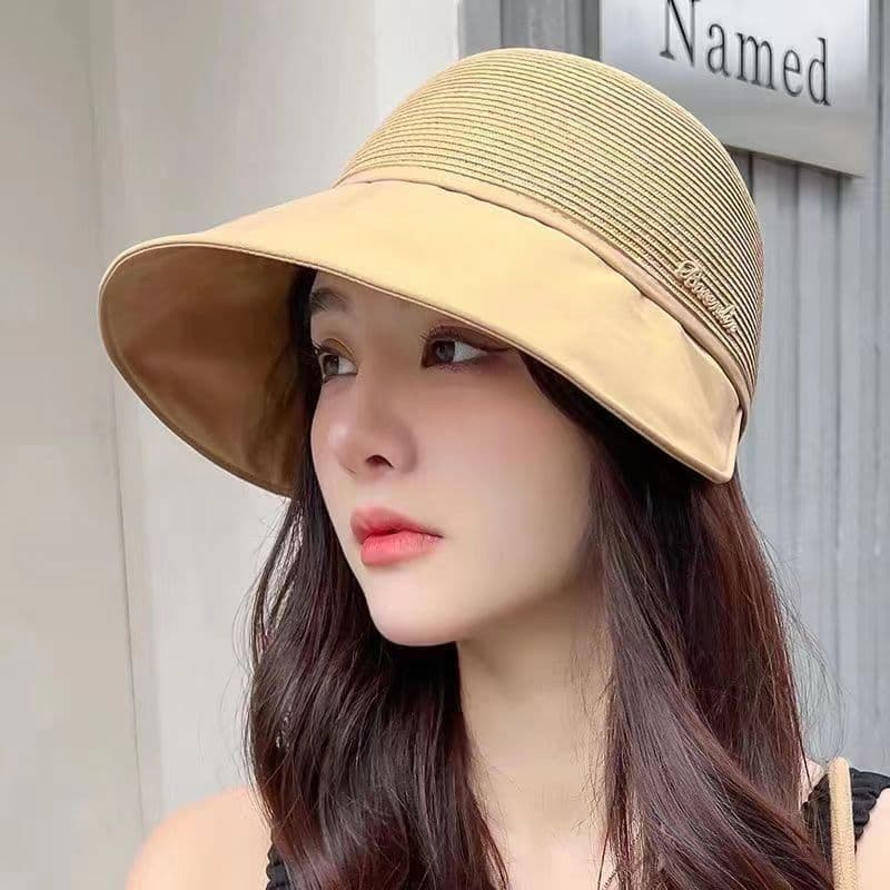 image-Women's Large Brim Sun Hat - Acrylic UV Protection Summer Shade