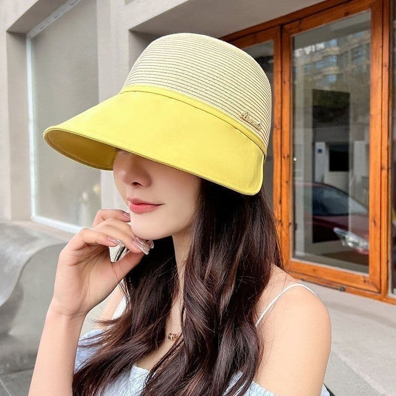 image-Women's Large Brim Sun Hat - Acrylic UV Protection Summer Shade