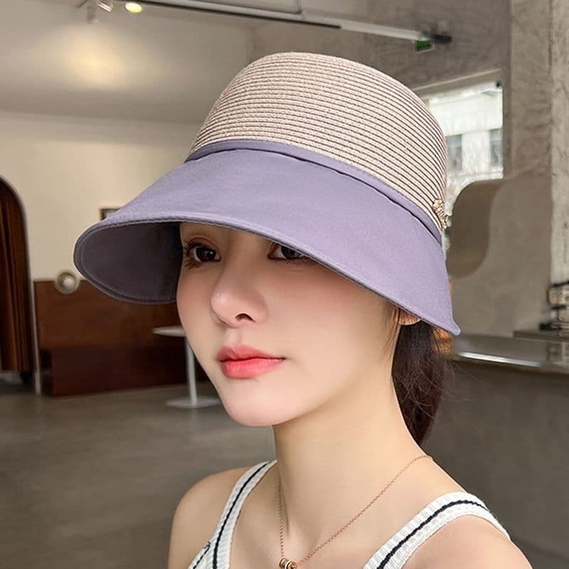 image-Women's Large Brim Sun Hat - Acrylic UV Protection Summer Shade