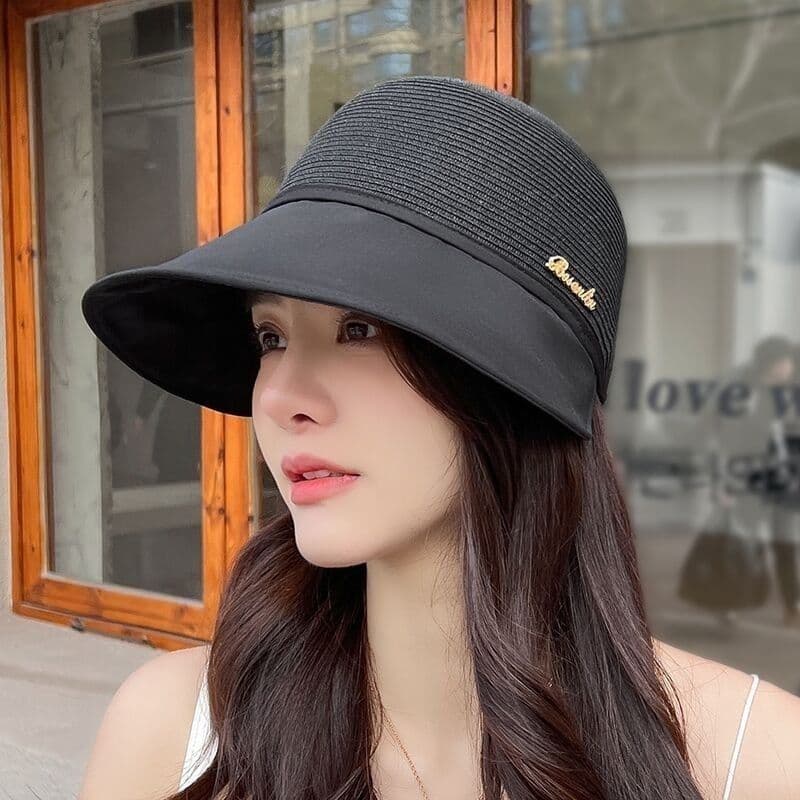 image-Women's Large Brim Sun Hat - Acrylic UV Protection Summer Shade