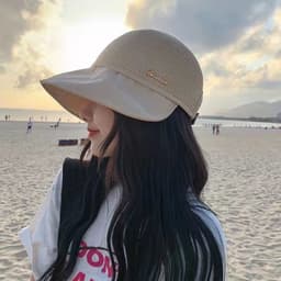 image-Women's Large Brim Sun Hat - Acrylic UV Protection Summer Shade