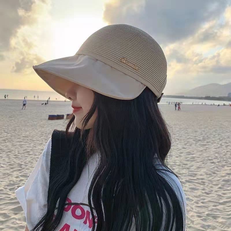 image-Women's Large Brim Sun Hat - Acrylic UV Protection Summer Shade
