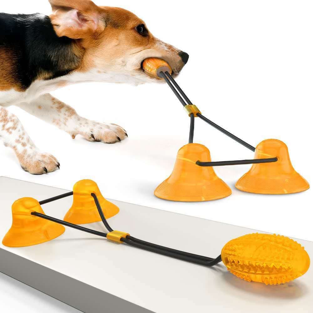 image-Dog Tug Toy with Double Suction Cup and Rope Ball Feeder