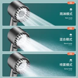 image-J.Y Portable Handheld Shower Head Set with Bracket - ABS Round Rain Shower