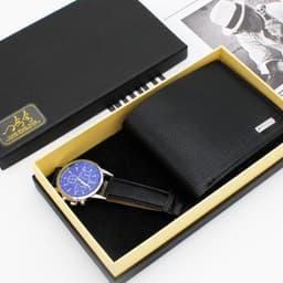 image-Men's Fashion Quartz Watch with PU Strap and Wallet Set