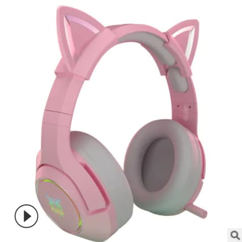 image-Onikuma K9 Gaming Headset with Cat Ears - Pink