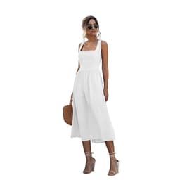 image-Women's Sleeveless High Waist Backless Midi Dress Polyester A-Line