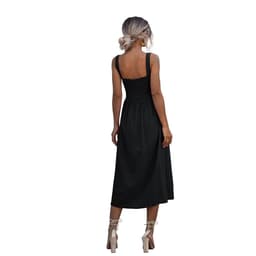 image-Women's Sleeveless High Waist Backless Midi Dress Polyester A-Line