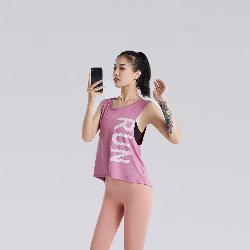 image-Women's Quick-Dry Sleeveless Fitness Vest Breathable Workout Top