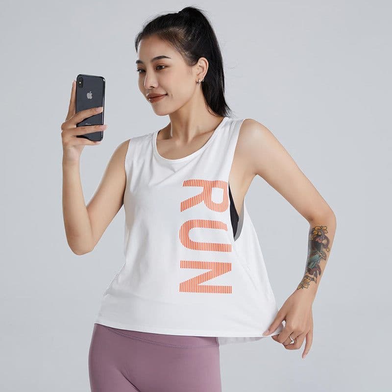 image-Women's Quick-Dry Sleeveless Fitness Vest Breathable Workout Top