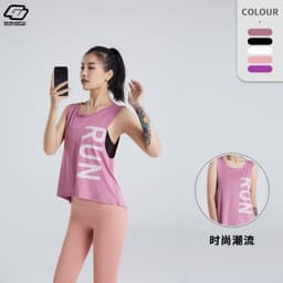 image-Women's Quick-Dry Sleeveless Fitness Vest Breathable Workout Top