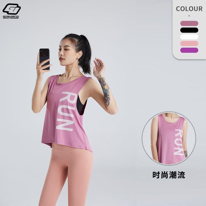 image-Women's Quick-Dry Sleeveless Fitness Vest Breathable Workout Top