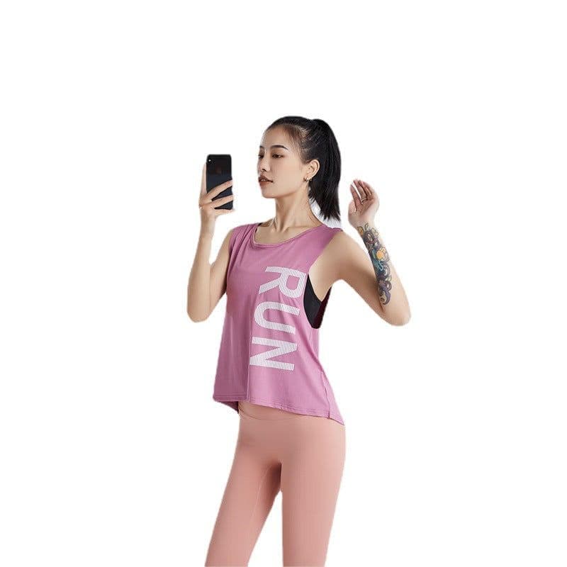 image-Women's Quick-Dry Sleeveless Fitness Vest Breathable Workout Top