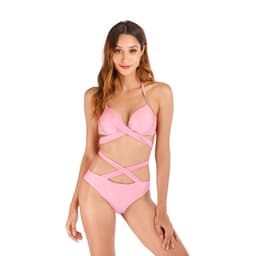 image-Z-LAI Women's Black Cross Strap Bikini Swimsuit XXL Padded