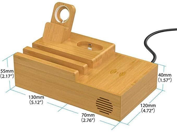 image-Bamboo Wireless Charger with Phone Holder Stand