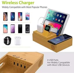 image-Bamboo Wireless Charger with Phone Holder Stand