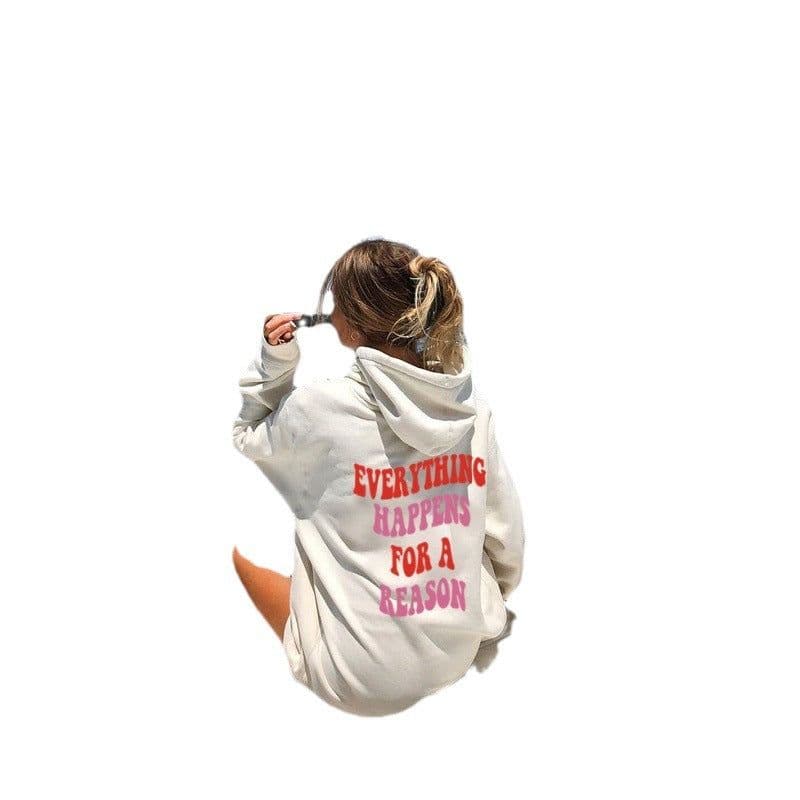 image-Printed Hoodie Sweater Letter Graphic Round Neck Long Sleeve Unisex