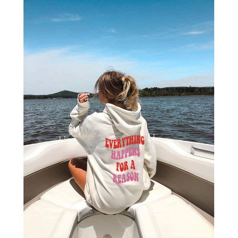 image-Printed Hoodie Sweater Letter Graphic Round Neck Long Sleeve Unisex
