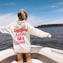 image-Printed Hoodie Sweater Letter Graphic Round Neck Long Sleeve Unisex